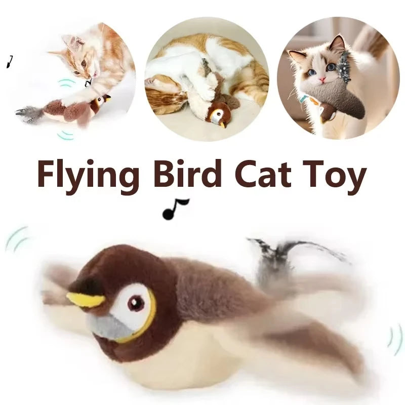 2 Styles Interactive Cat Toy Flapping Bird With Catnip Rechargeable Bird Cat Toys Touch Activated Fluffy Plush Toys For Cats