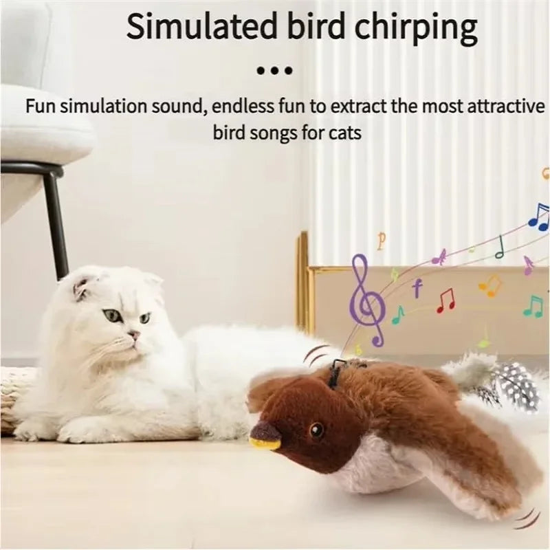 2 Styles Interactive Cat Toy Flapping Bird With Catnip Rechargeable Bird Cat Toys Touch Activated Fluffy Plush Toys For Cats